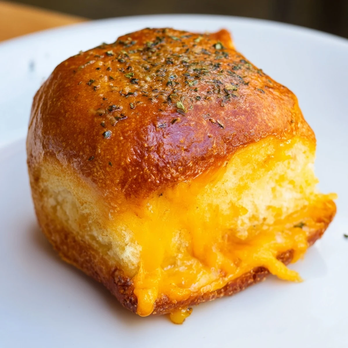 Batch of warm Hawaiian roll grilled cheese sandwiches with golden tops and melted cheese centers