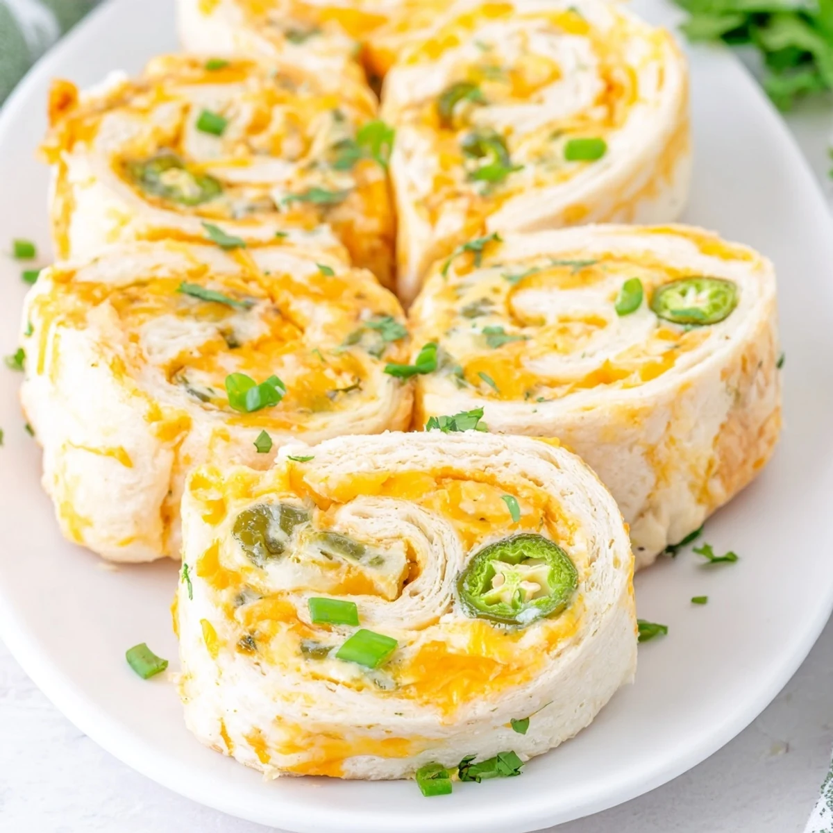 Golden baked Easy Jalapeno Popper Pinwheels arranged on a serving platter with fresh cilantro garnish