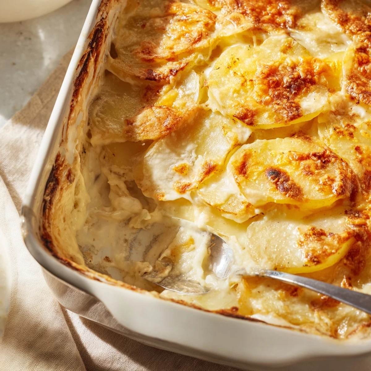 Tender layered potato slices baked with rich Gruyère sauce until golden brown and bubbly