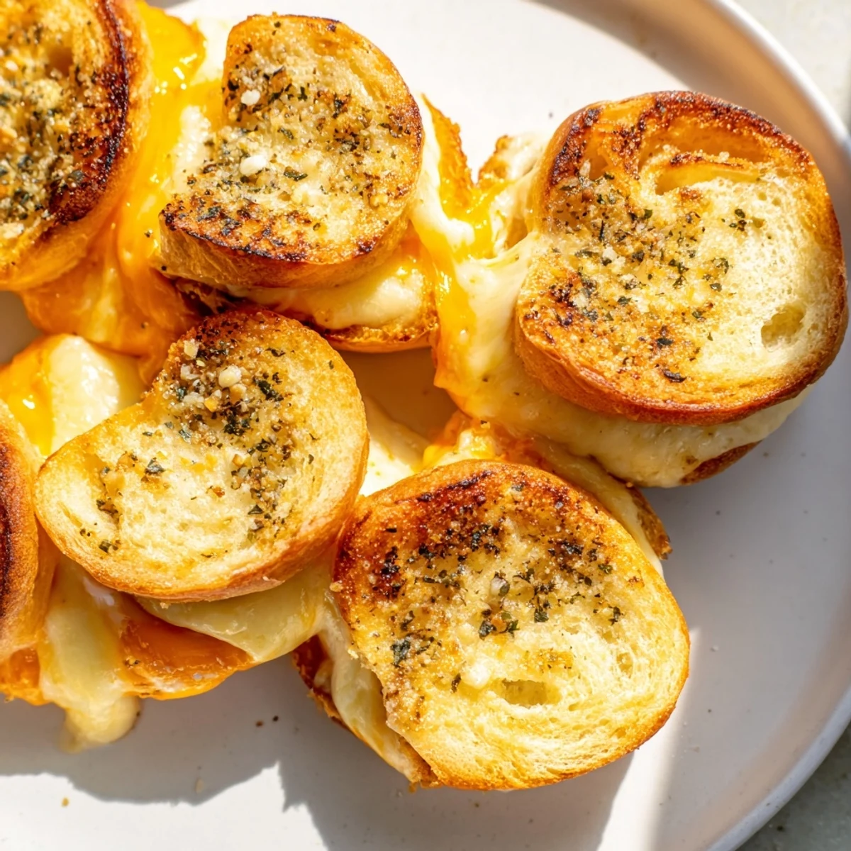 Golden mini grilled cheese Hawaiian rolls with melted cheddar oozing from sweet, buttery bun halves