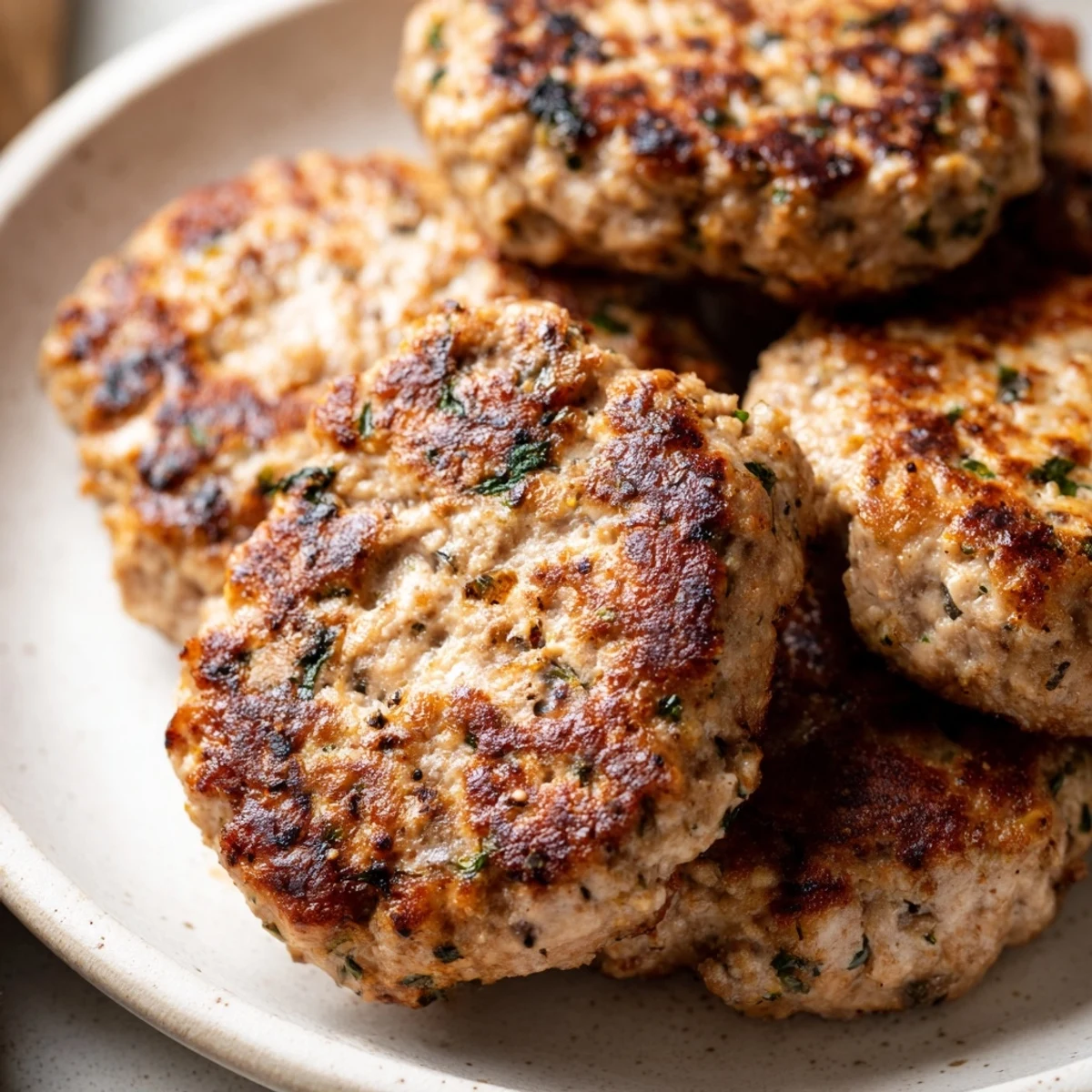 Seasoned homemade ground turkey sausage with fragrant sage and smoked paprika spices