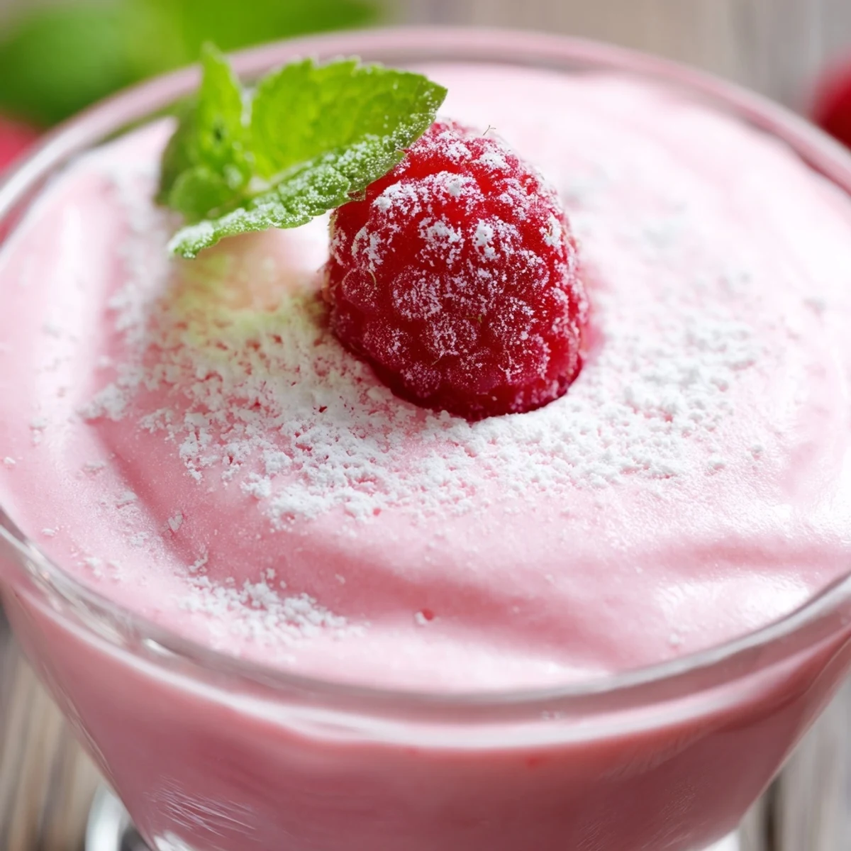 Silky Fresh Raspberry Cloud Mousse swirled with vibrant pink puree and whipped cream peaks