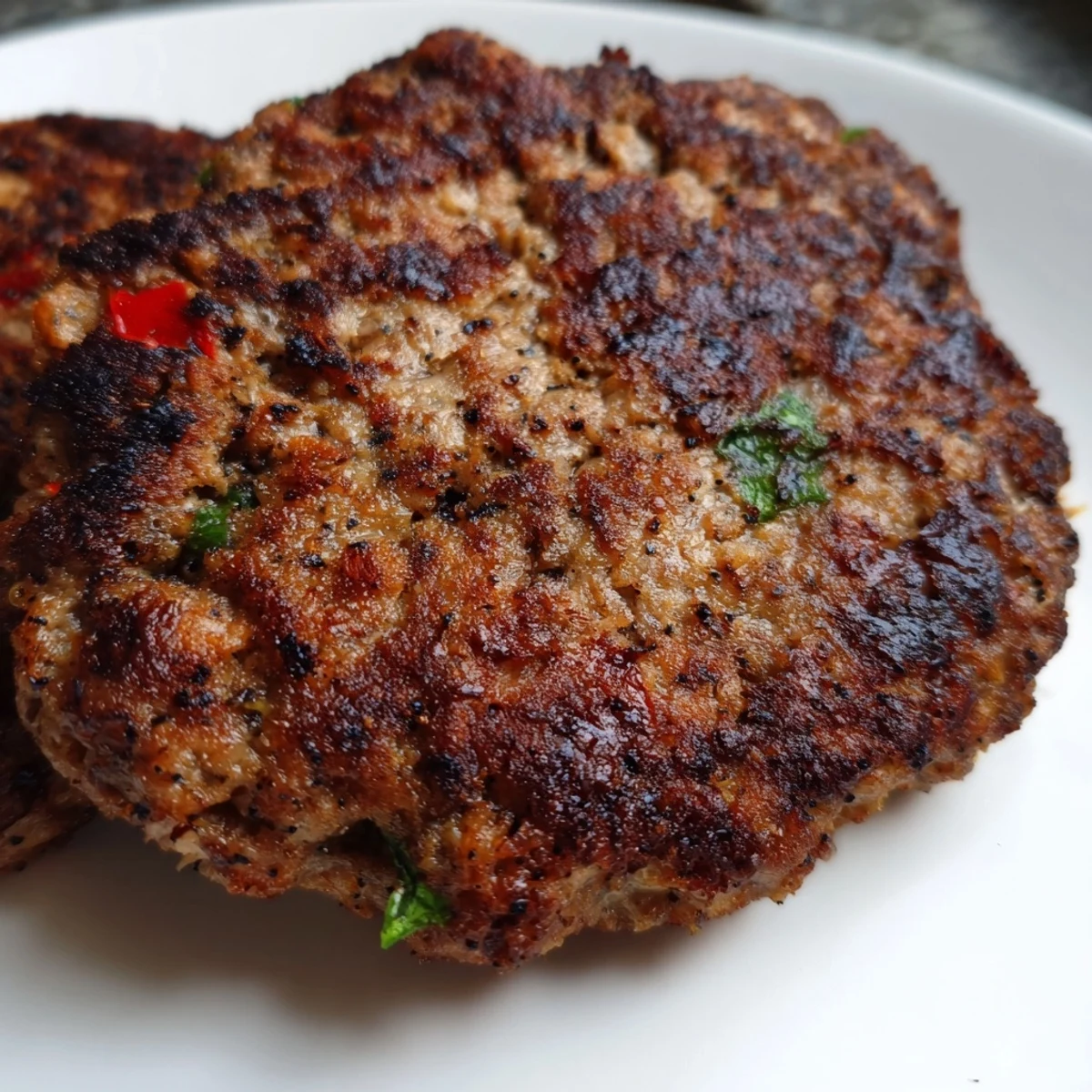 Golden crispy Pakistani Chapli Kabab sizzling in a skillet with fragrant spices and herbs