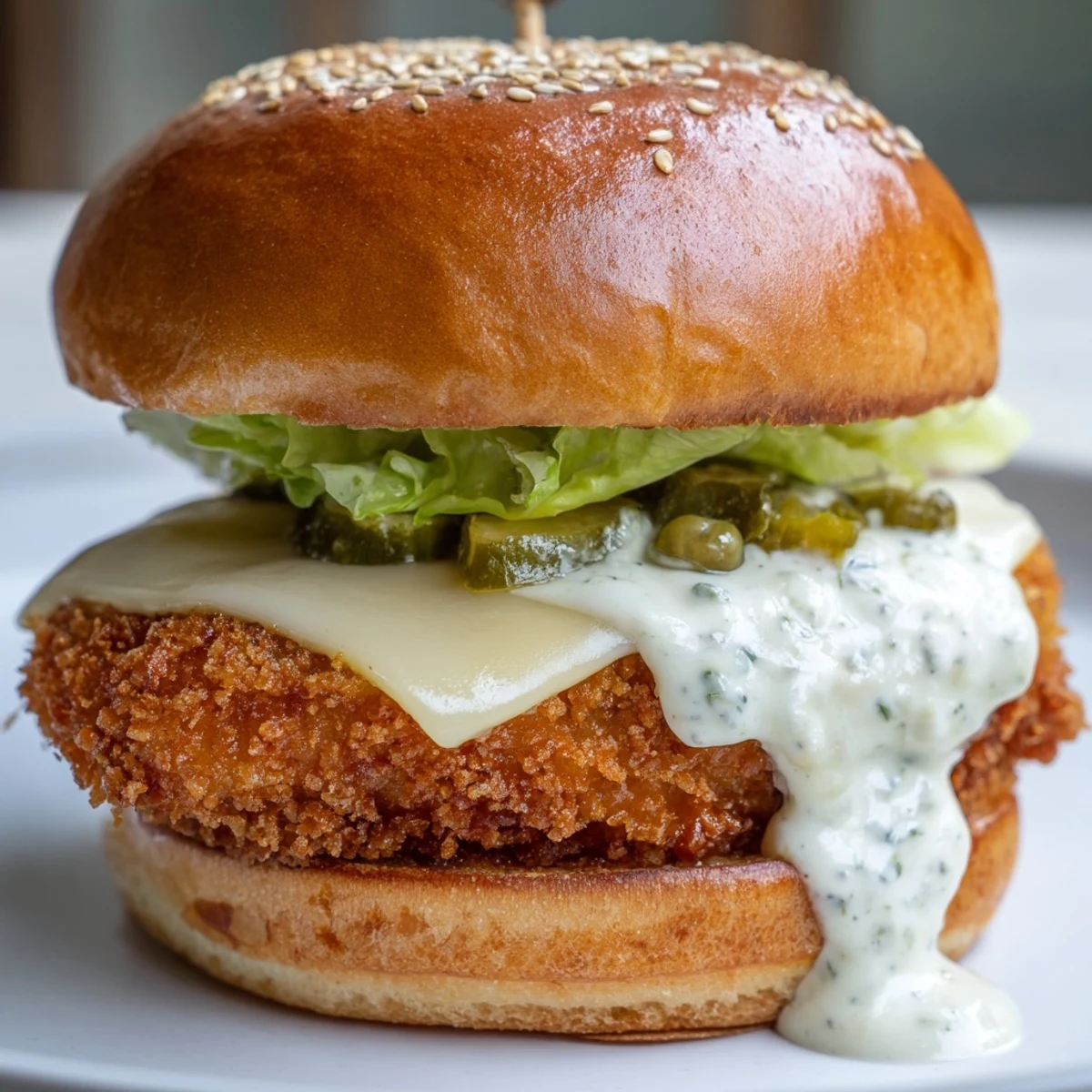 Homemade Filet O Fish sliders topped with creamy tartar sauce and fresh lettuce