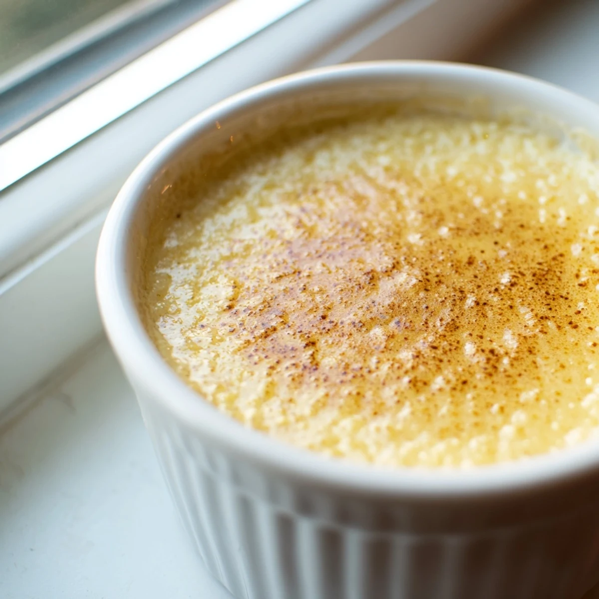 Silky Portuguese rice custard with a caramelized cinnamon crust served in small dessert dishes