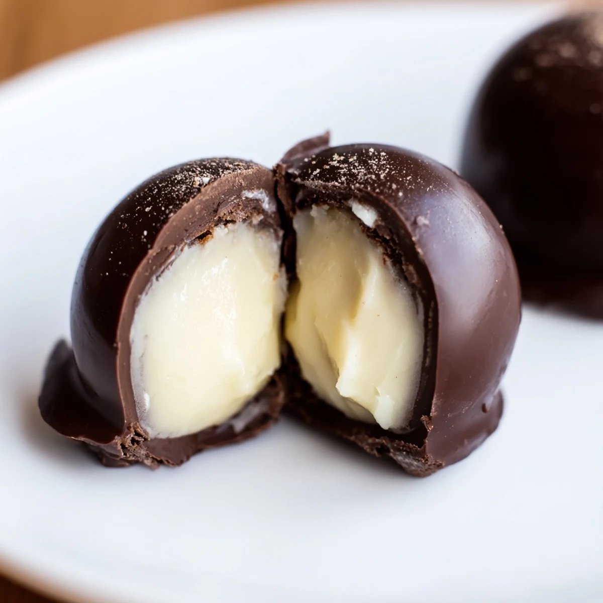 Hand-rolled Dark Chocolate Eggnog Truffles chilling on tray, ready for gifting