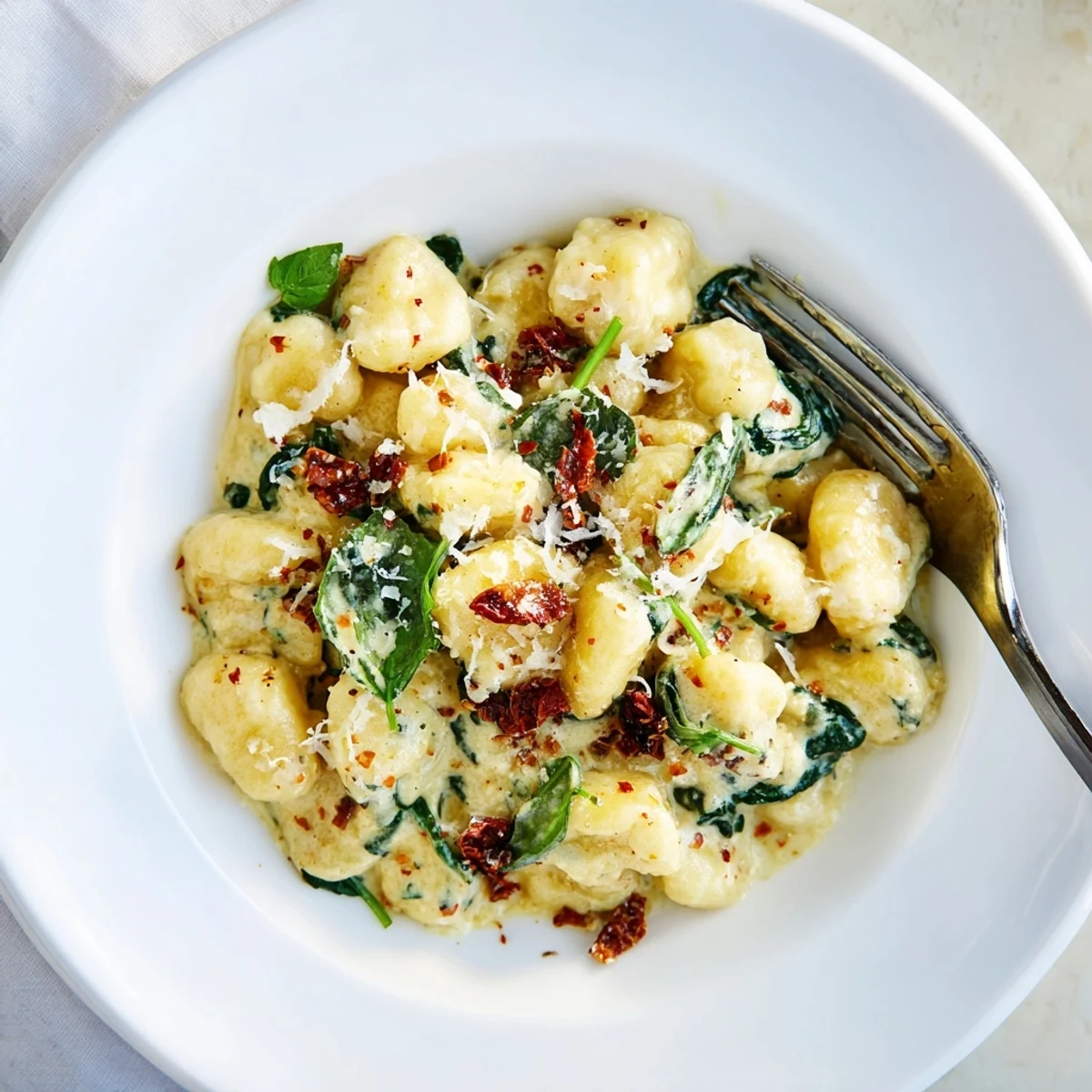 Creamy Marry Me Gnocchi with sun dried tomatoes and fresh basil
