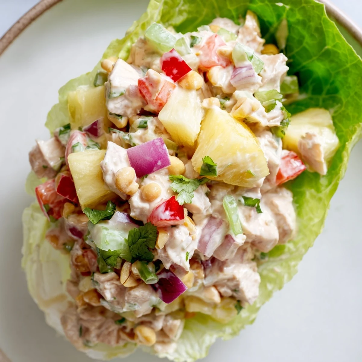 Hawaiian Chicken Salad Recipe with juicy pineapple, tender chicken, perfect for picnics.