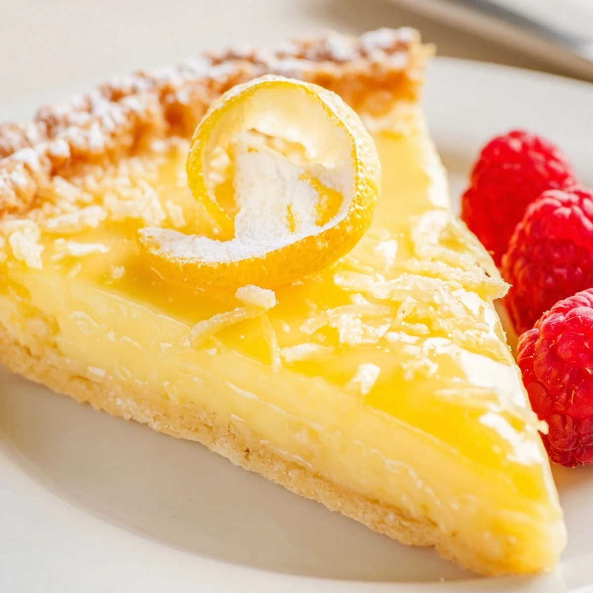Serve chilled Creamy Lemon Tart topped with fresh berries for bright contrast