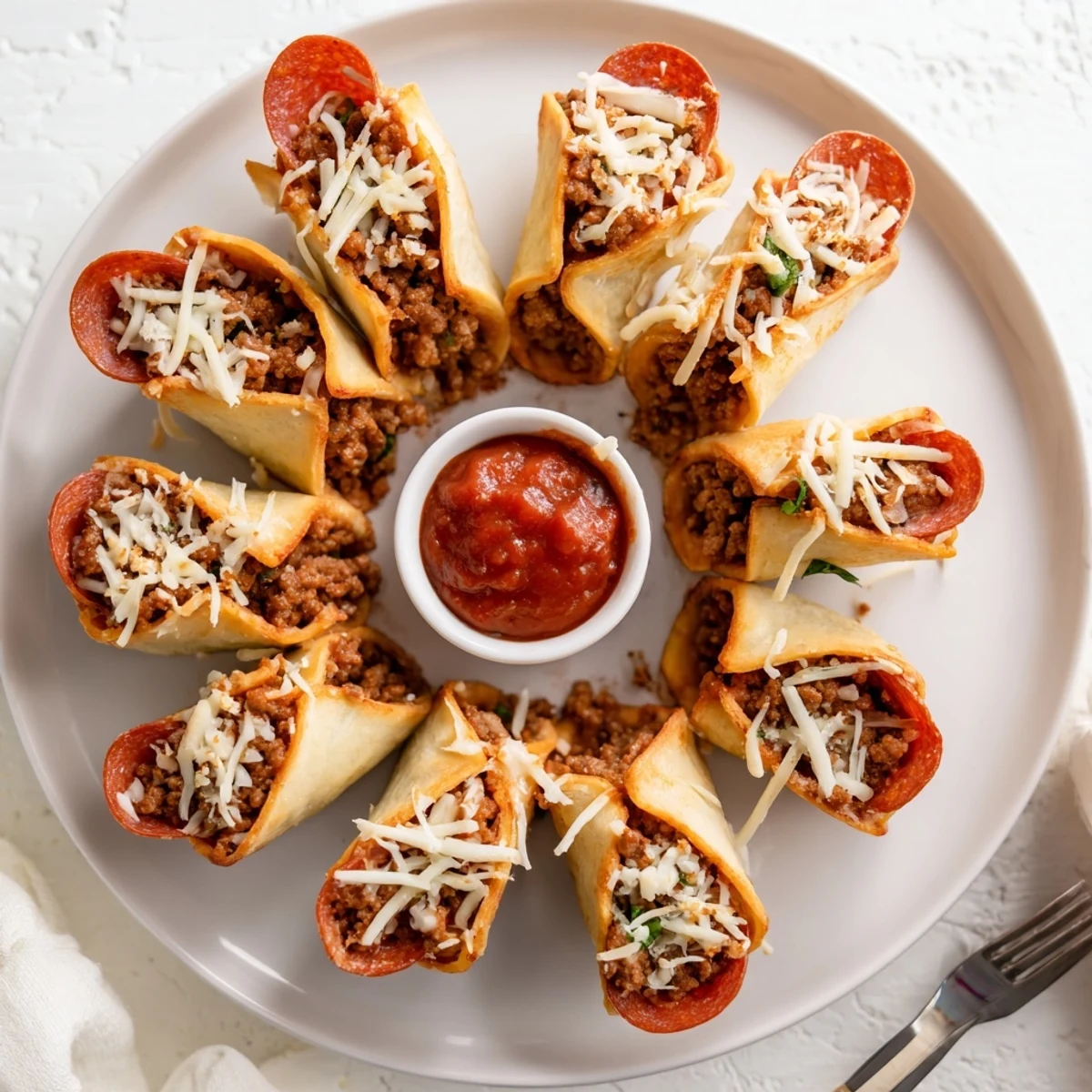 Cheesy Beef Pepperoni Pizza Roll Ups Snack Recipe with golden crust and bubbling cheese