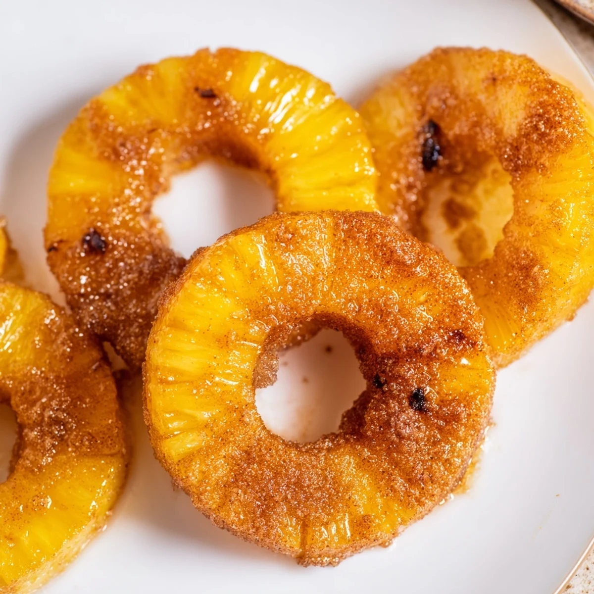 Sweet tropical pineapple slices air fried to perfection with brown sugar and vanilla