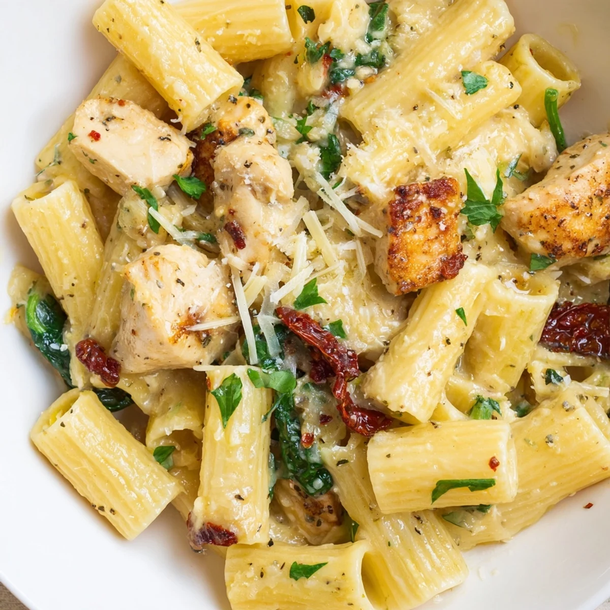Creamy Chicken Rigatoni Recipe perfect for family dinner, creamy, garlicky, comforting