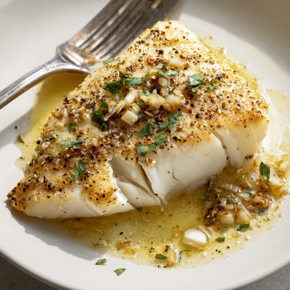 Weeknight Garlic Butter Fish Recipe finished with bright lemon zest and parsley