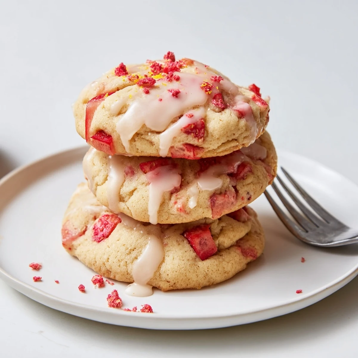 Soft, chewy Strawberry Lemonade Cookies topped with tangy lemonade glaze and zest