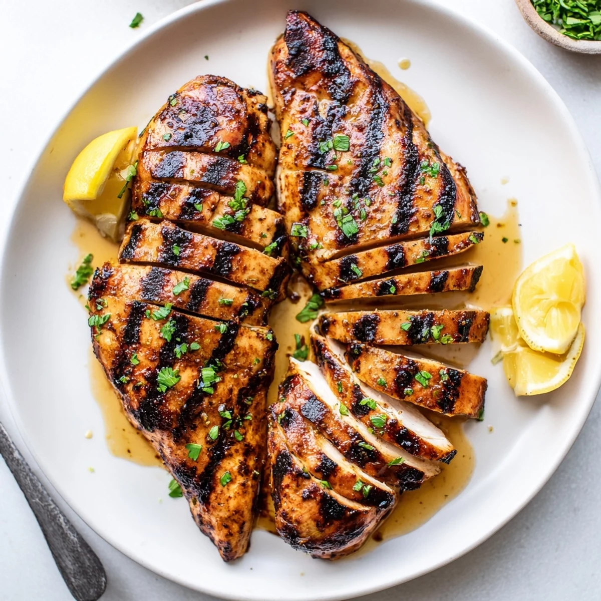 Weeknight Grilled Chicken seared to golden perfection, paired with charred vegetables