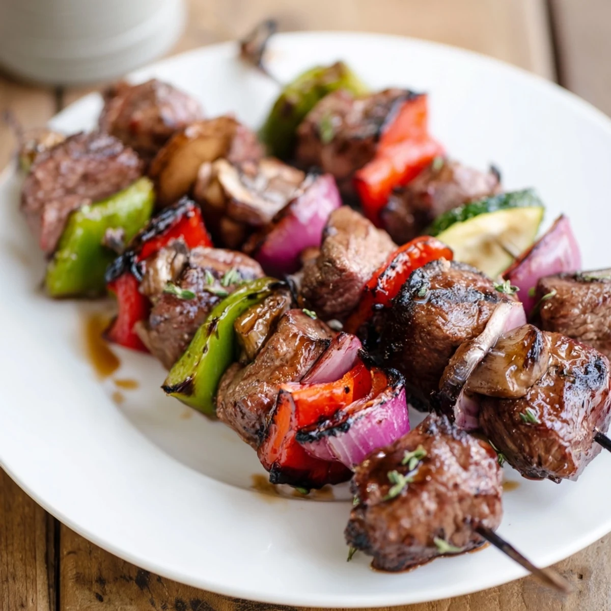 Family-style Grilled Steak Kabobs, smoky aroma, served with warm flatbread