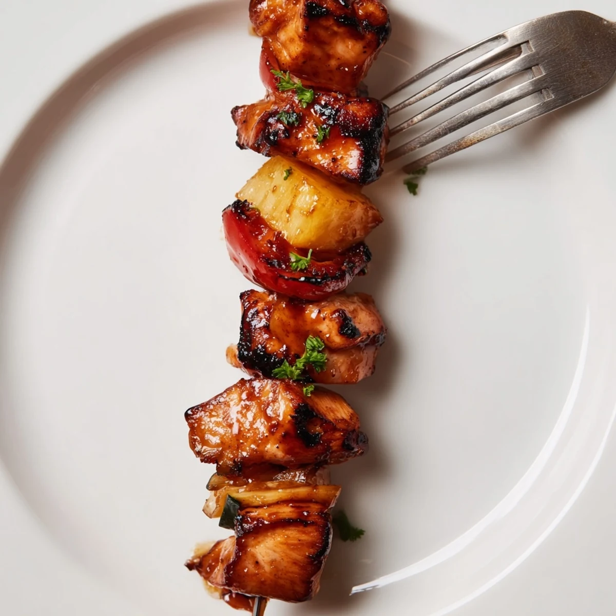 Grilled Chicken Kabobs With Pineapple And Zucchini marinated, colorful summer barbecue plate with herbs
