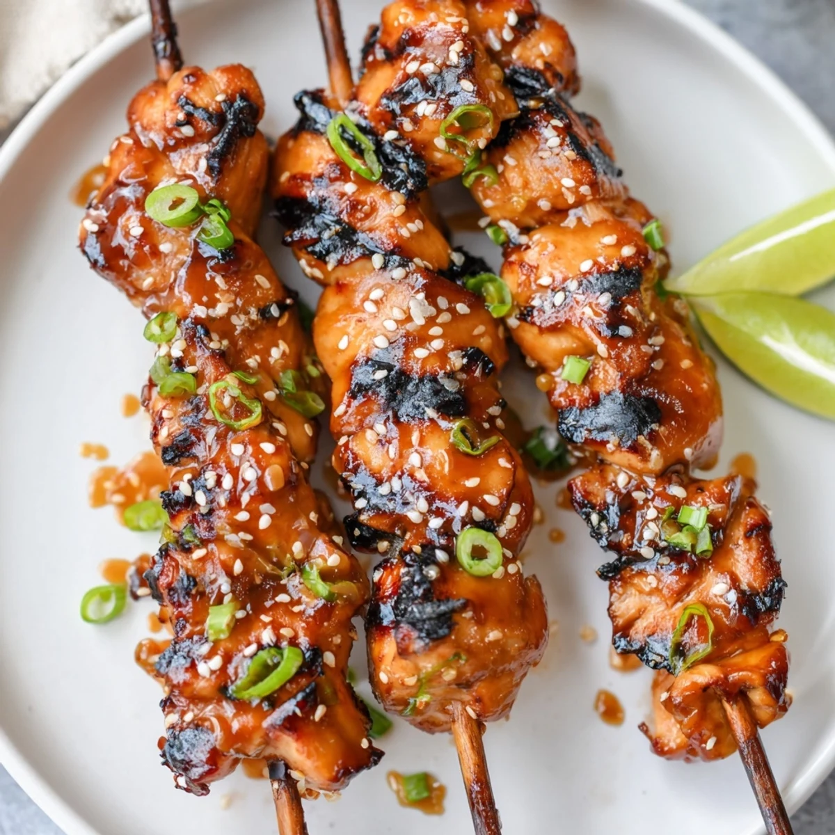 Grilled Asian Chicken Skewers With Honey Garlic Sauce brushed, smoky aroma, perfect for summer