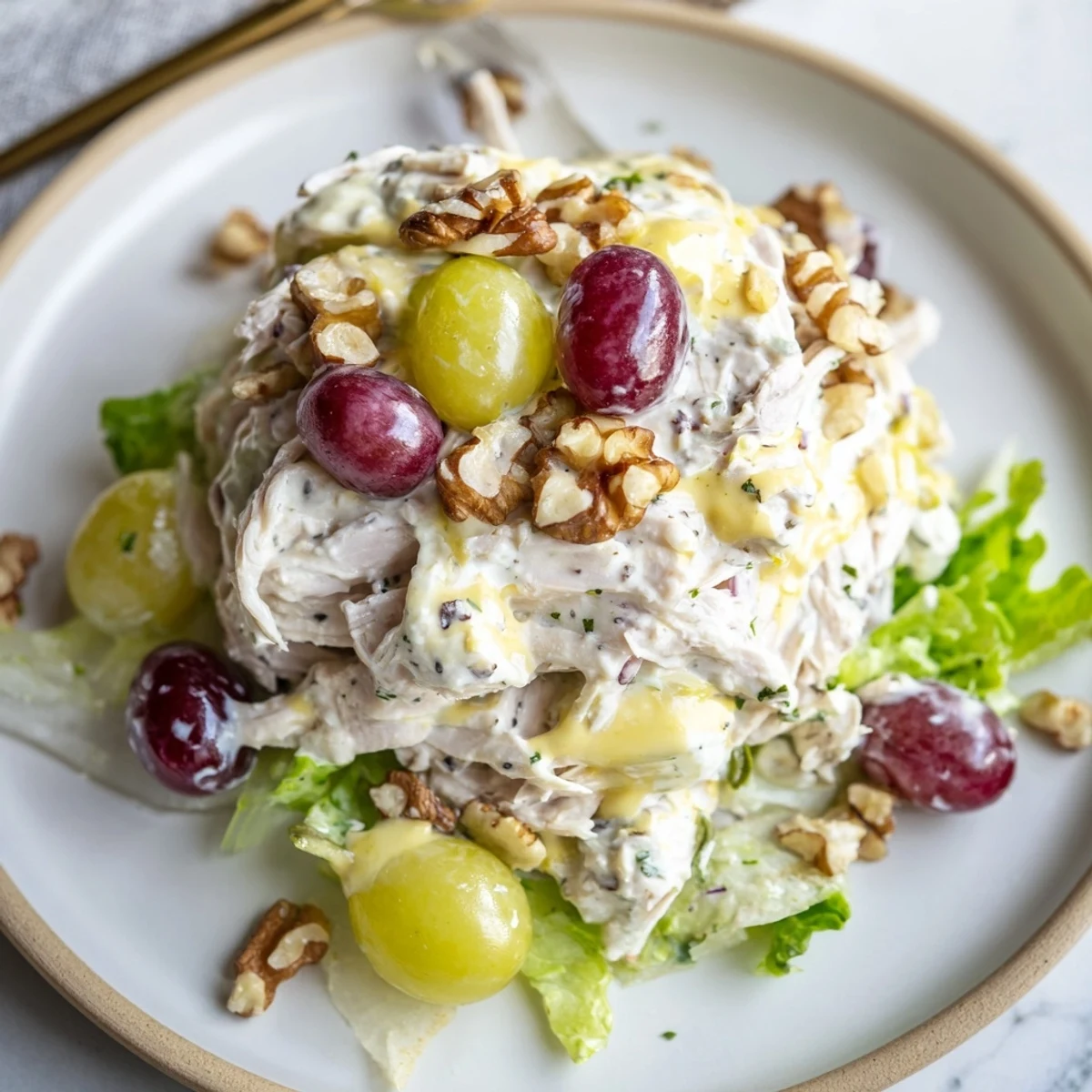 Chilled Chicken Salad With Creamy Yogurt Dressing served in bowl, ready for sandwich