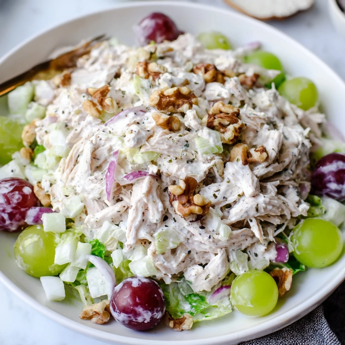 Bright Chicken Salad With Creamy Yogurt Dressing featuring tender shredded chicken, celery  