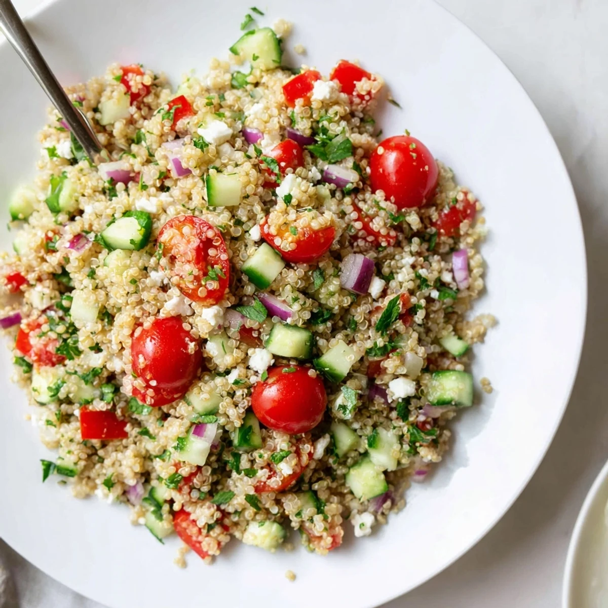Easy Favorite Quinoa Salad Recipe with fluffy quinoa, mint aroma, picnic ready side
