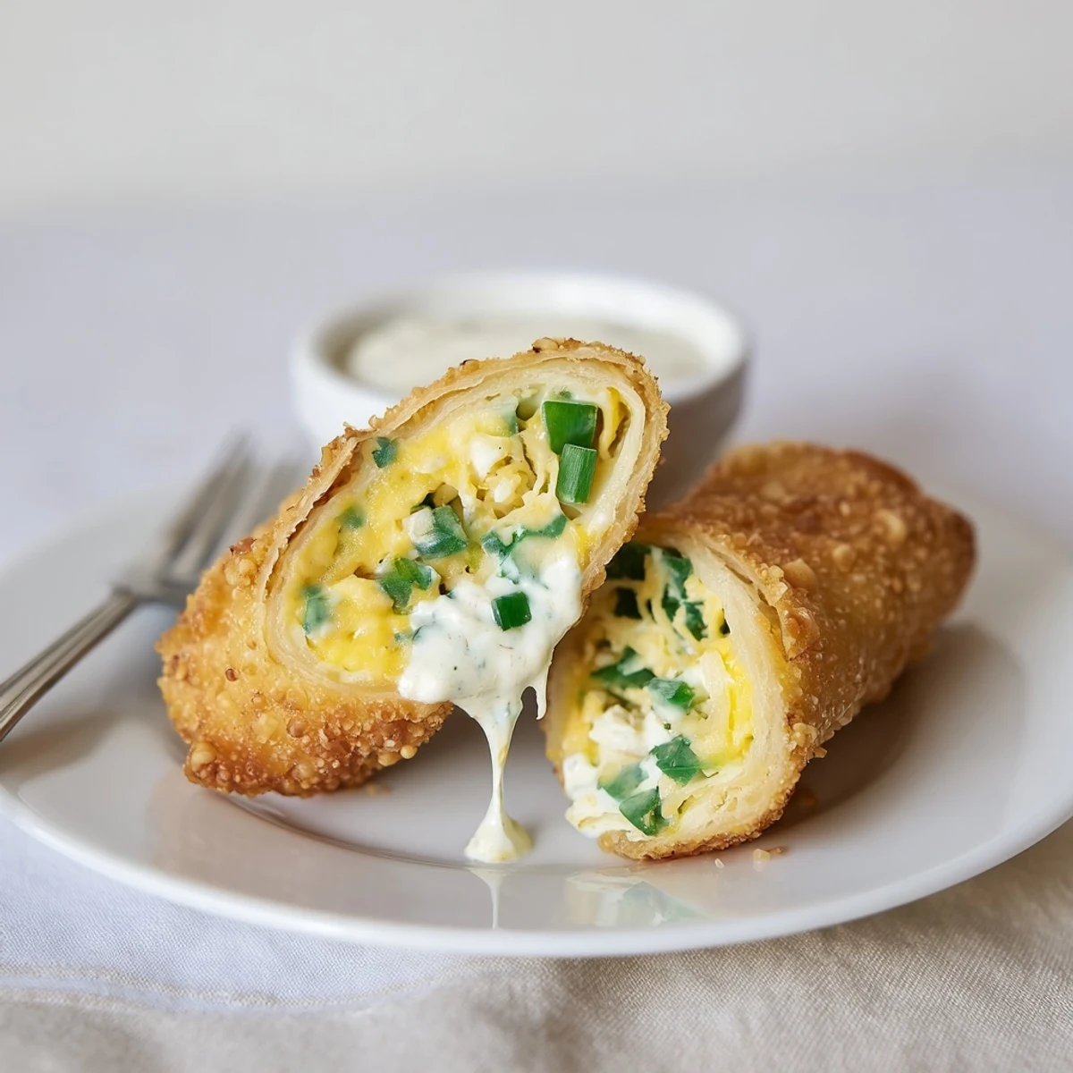 Golden Crispy Jalapeno Popper Egg Rolls with melty cheddar, steam rising