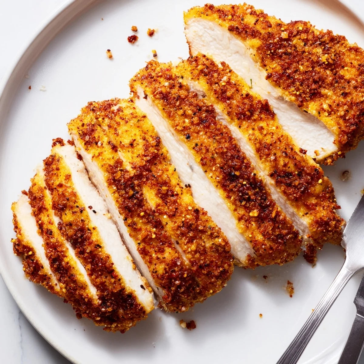Simple Air Fryer Chicken Recipe sliced to show tender, steaming white meat