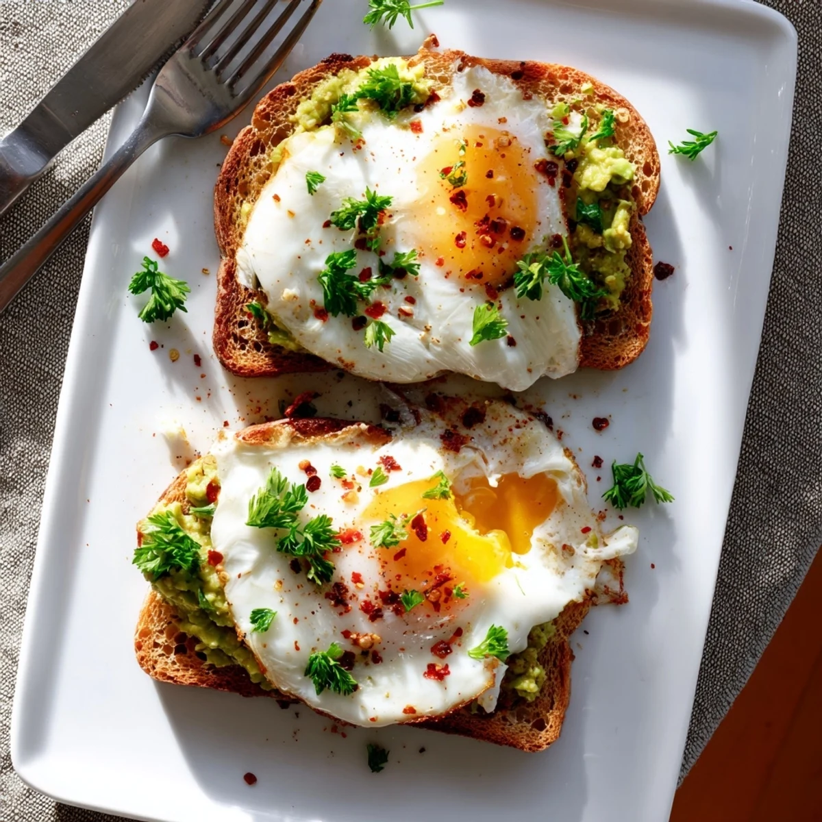 Golden toasted bread piled high with creamy mashed avocado and a perfectly cooked egg for this simple avocado toast recipe