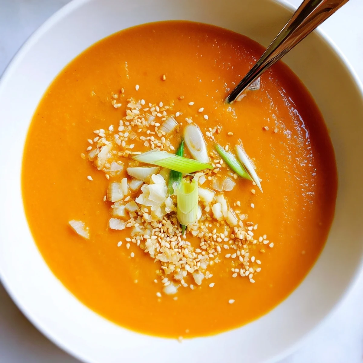 Carrot Ginger Miso Soup Recipe: silky orange broth, warm ginger aroma, scallion garnish