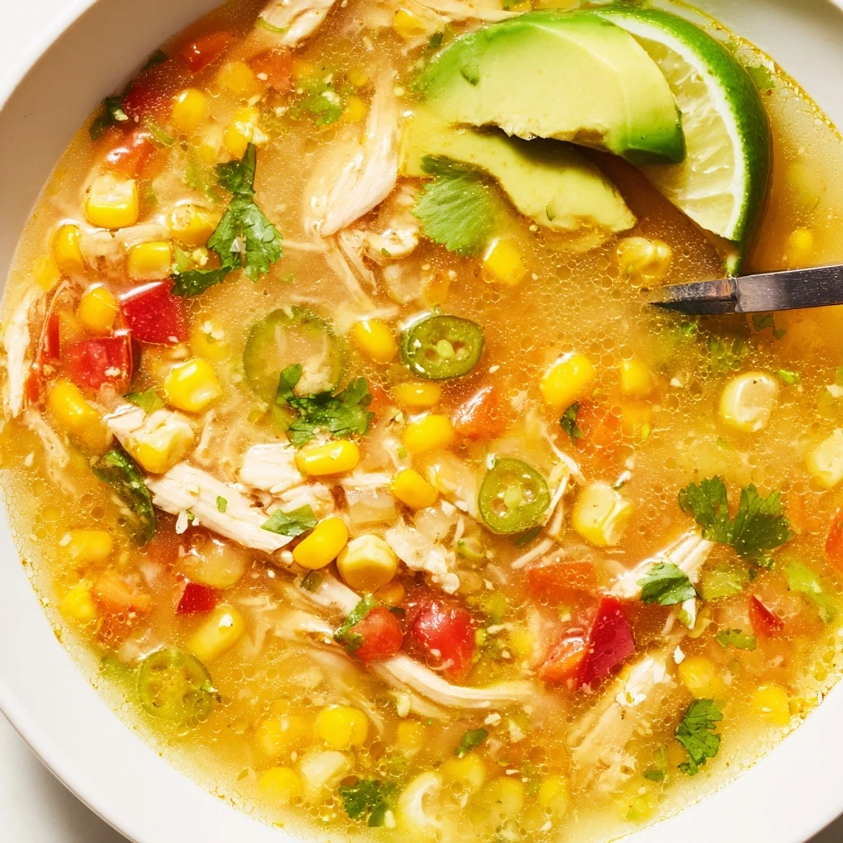 Bold zesty chicken lime soup recipe steaming in bowl with cilantro garnish