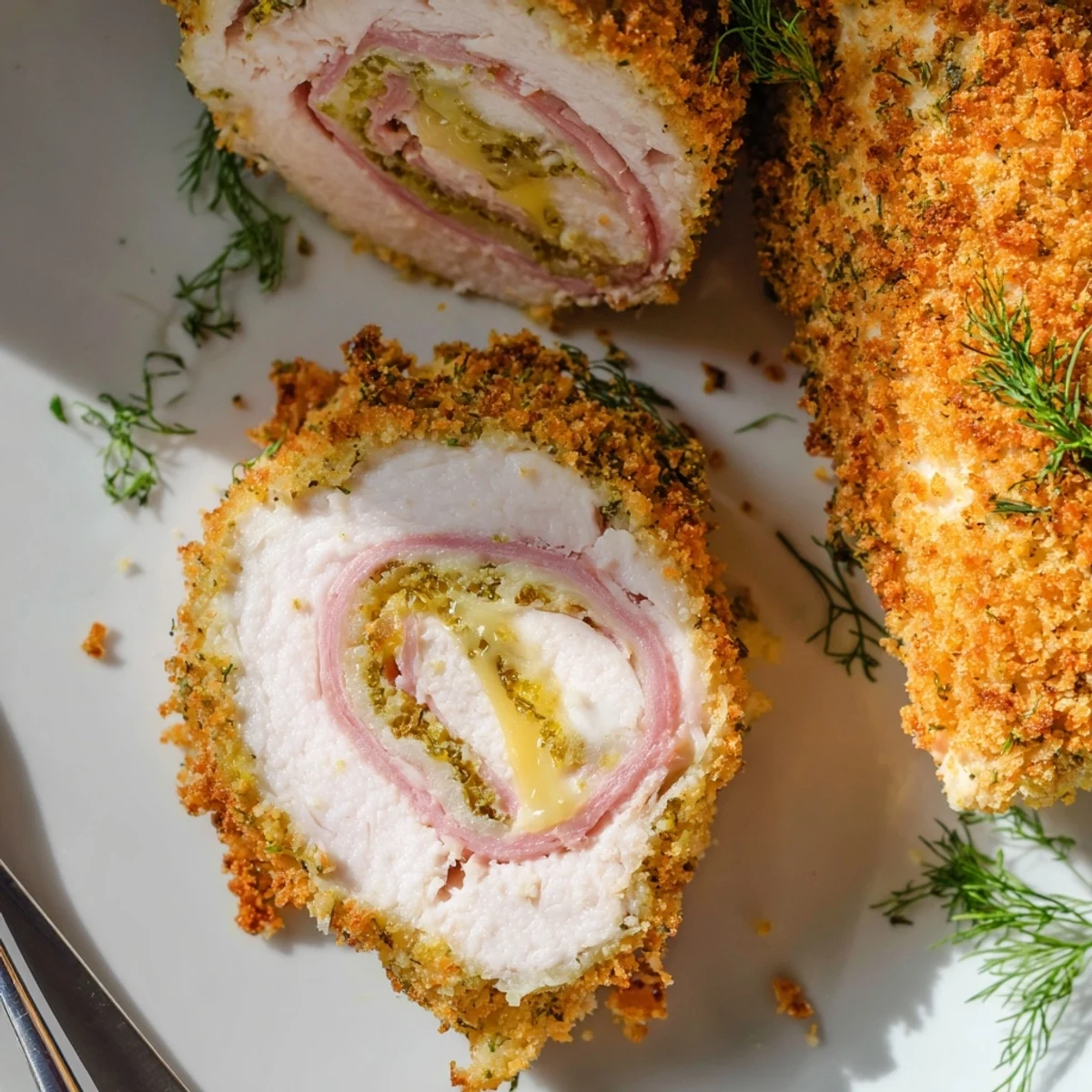 Serving platter of Crispy Pickle Brined Chicken Rolls beside creamy coleslaw