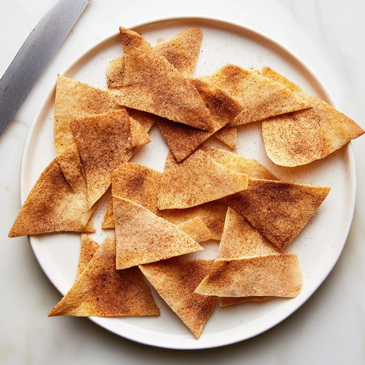 Crispy baked chickpea chips dusted with spices served alongside creamy hummus dip