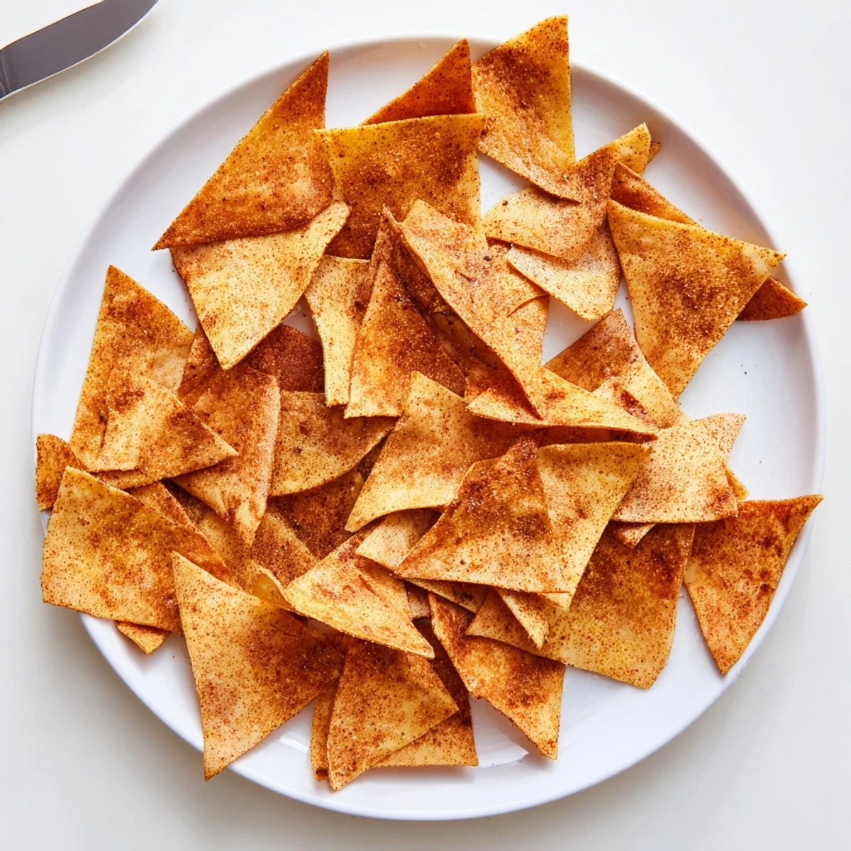 Golden brown homemade chickpea chips arranged on a wooden board with herbs