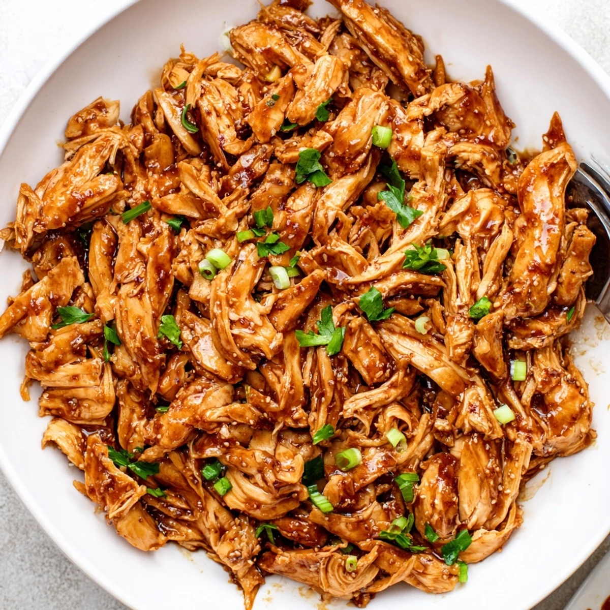 Weeknight Slow Cooker Brown Sugar Garlic Chicken bubbling in a sticky, savory glaze