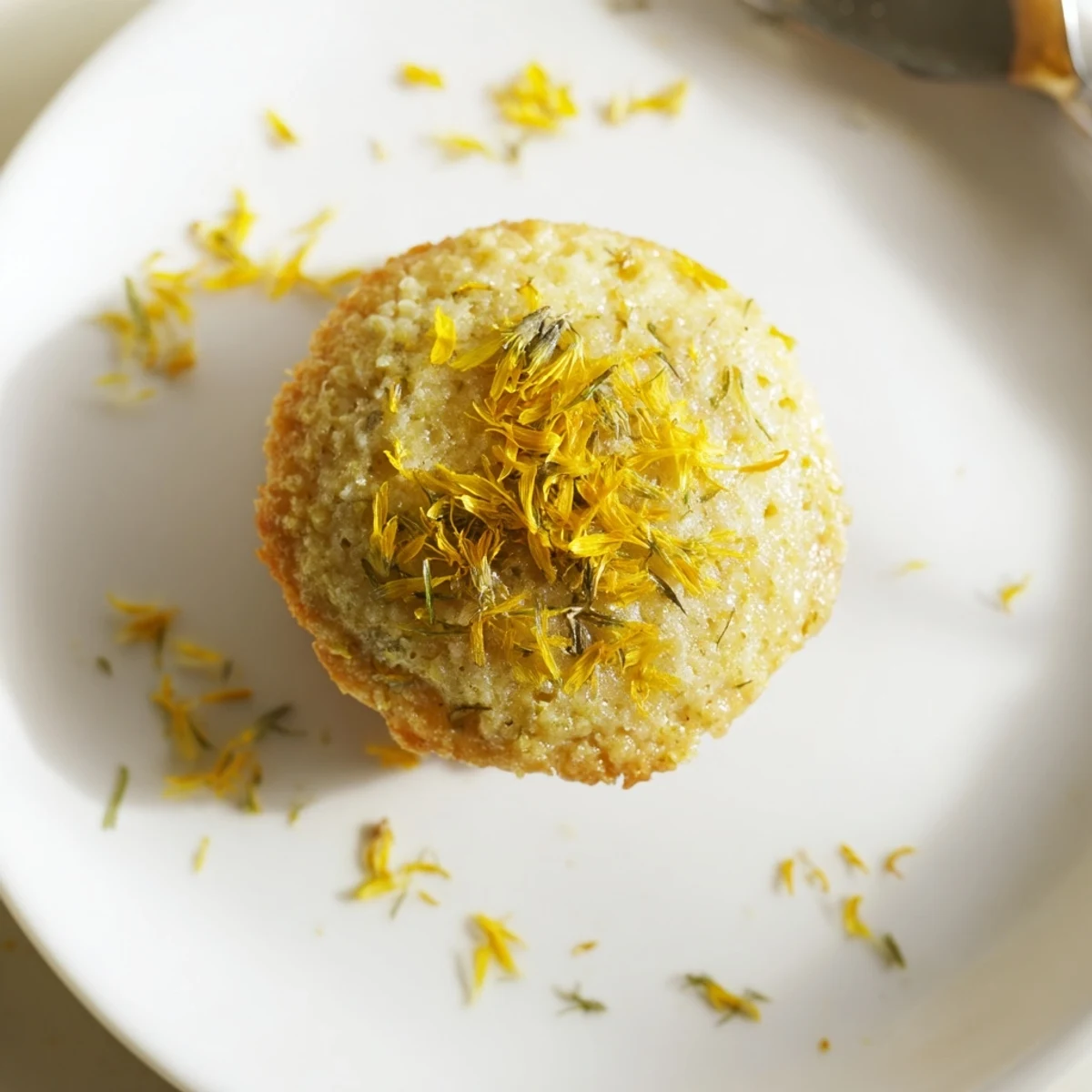 Close-up of Magical Dandelion Cookies showing delicate yellow petals and golden edges