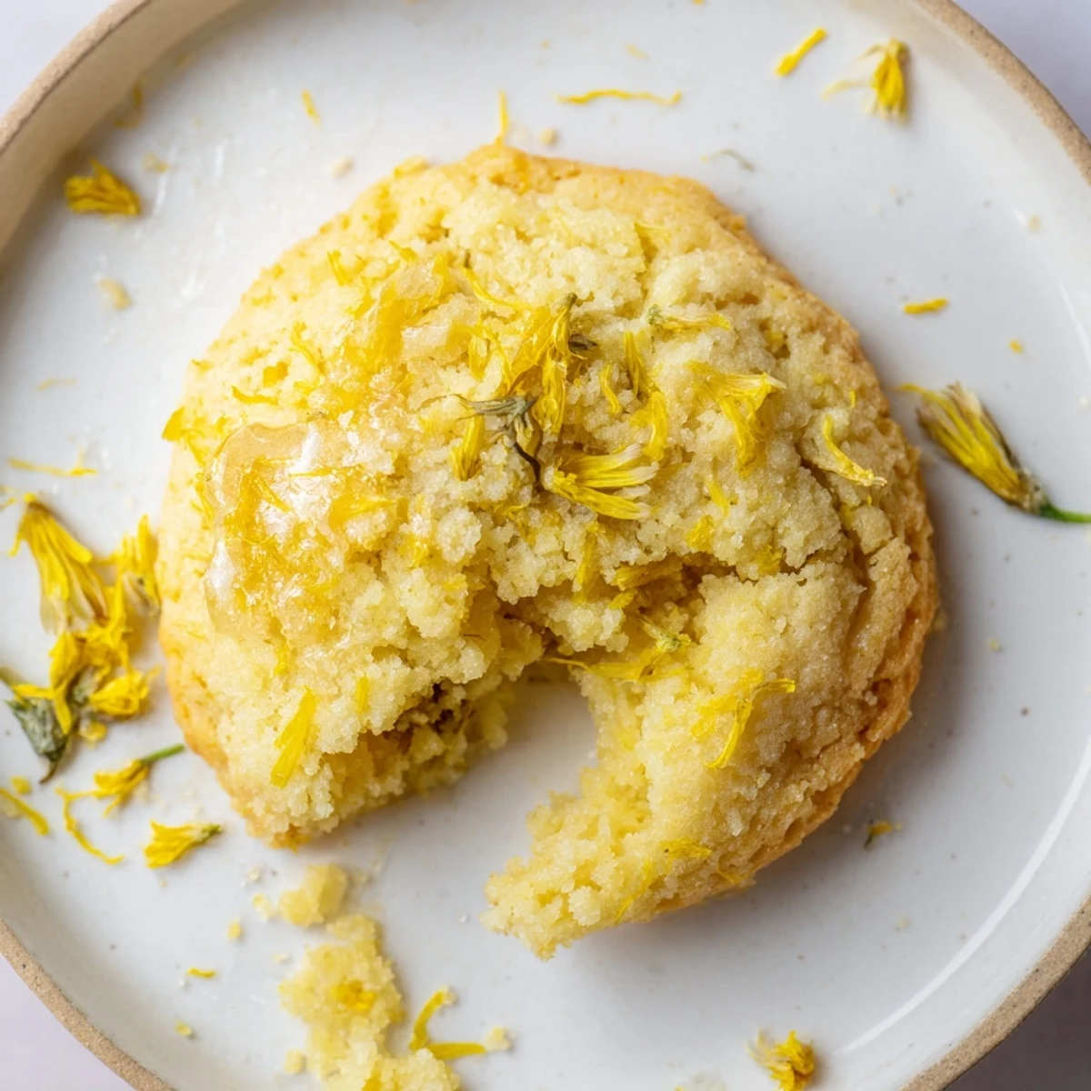 Freshly baked Magical Dandelion Cookies paired with chamomile tea in soft light  