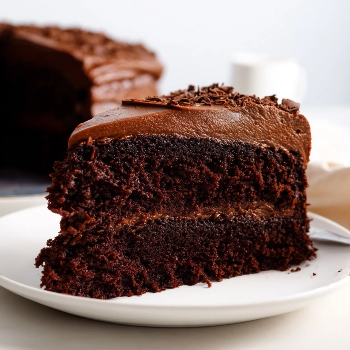 Sliced Chocolate Cake Recipe served warm, rich aroma, soft moist crumb