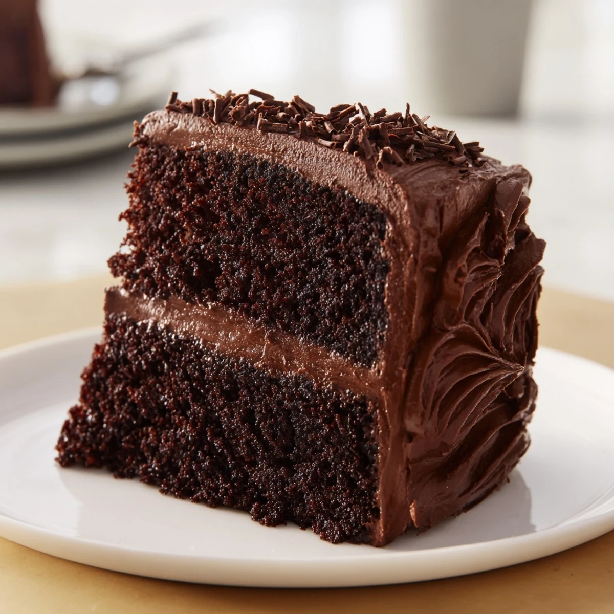 Chocolate Cake Recipe: moist layered cake with glossy frosting, garnished with berries