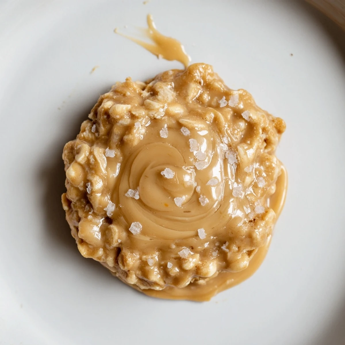 A tray of Peanut Butter No Bake Cookies cooling, glistening golden brown tops