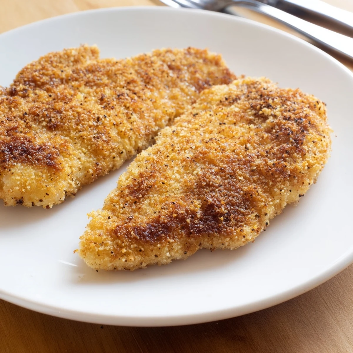 Juicy fried chicken breast pieces displaying crunchy golden brown texture and steam