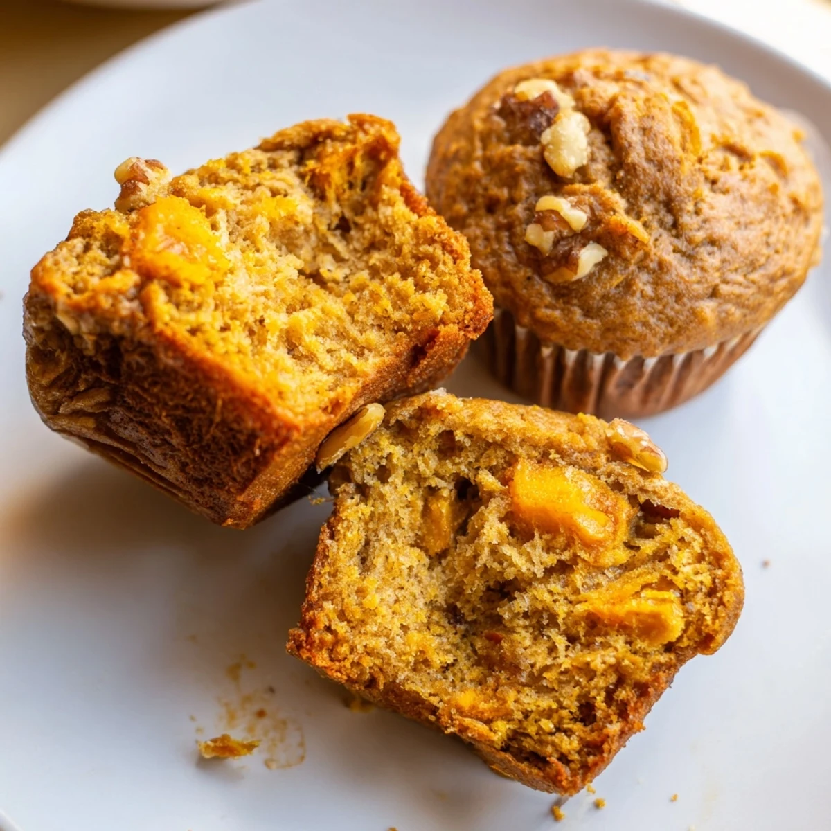 Warm Butternut Squash Banana Muffins cooling on rack, golden tops steaming