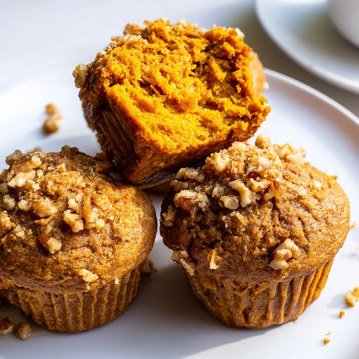Hearty Butternut Squash Banana Muffins served with butter and a cup of coffee