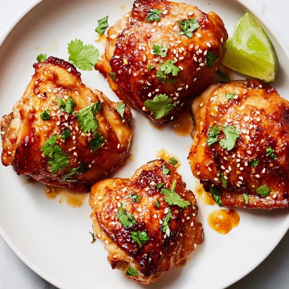 Crispy sweet chili air fryer chicken thighs glazed with a sticky, golden sauce