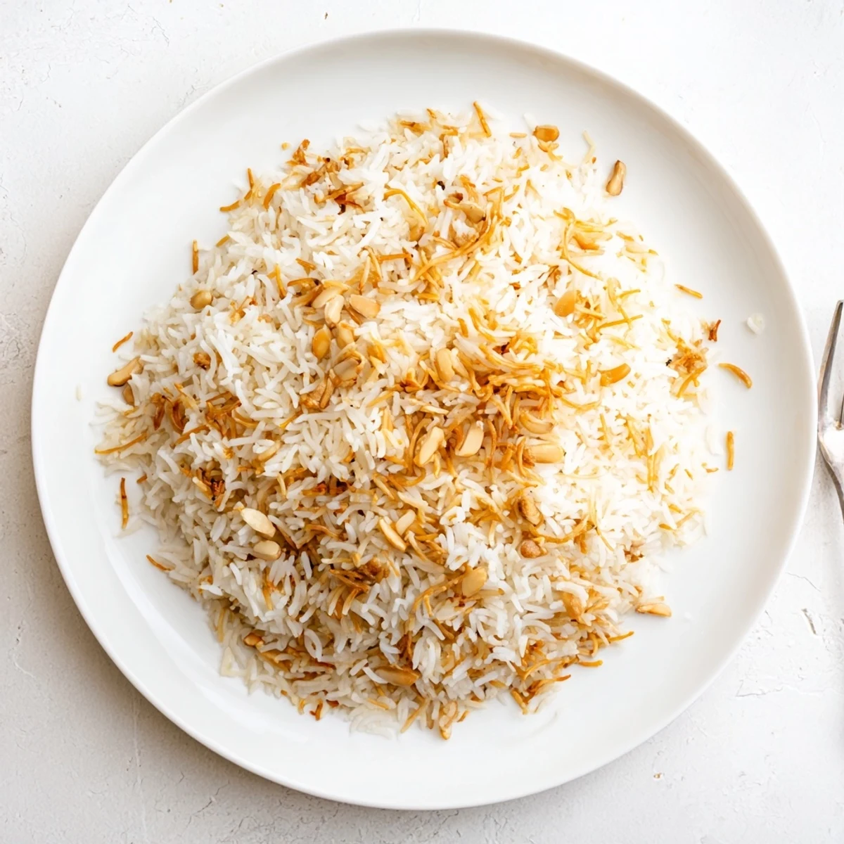 Creamy buttery Lebanese Rice flecked with crispy browned noodles served family style