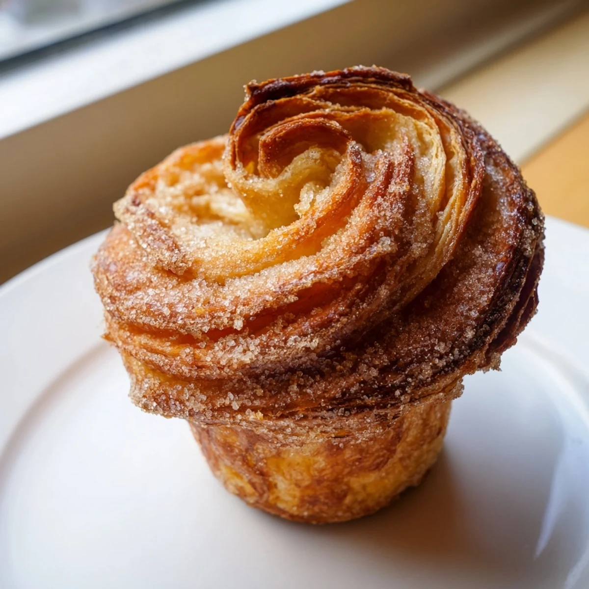 Golden cruffins with flaky croissant layers fresh from the muffin tin