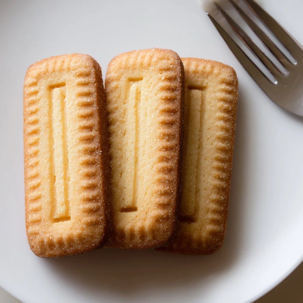 Golden French Petit Beurre biscuits fresh from the oven on a cooling rack