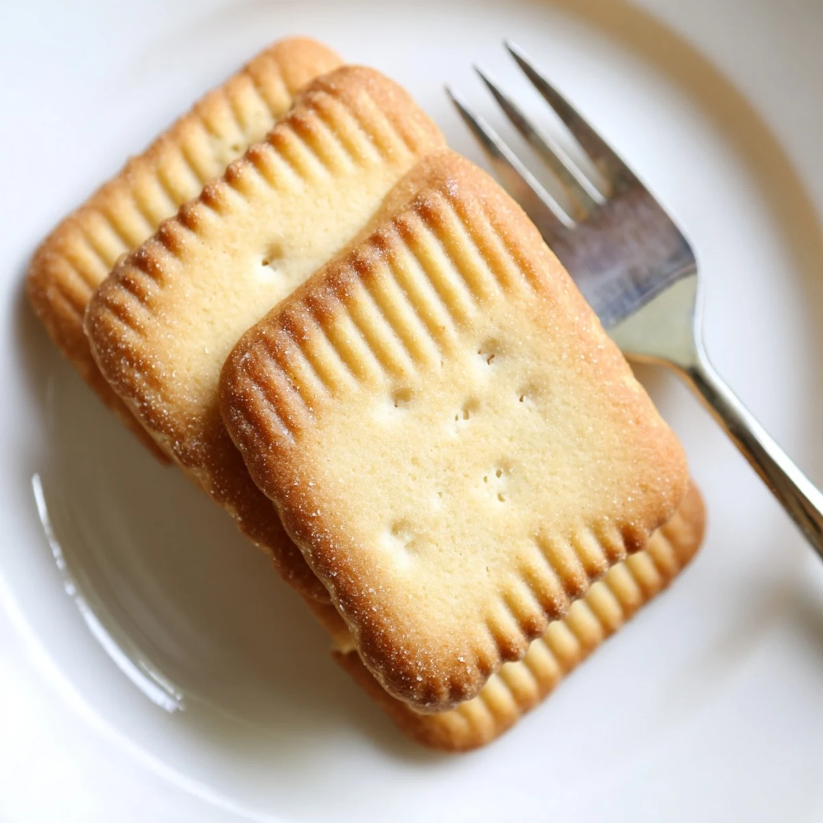 Buttery Petit Beurre biscuits arranged on parchment alongside a warm tea pot