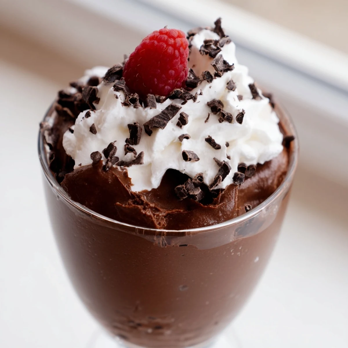 Creamy chocolate mousse spooned into individual ramekins for an elegant dessert presentation