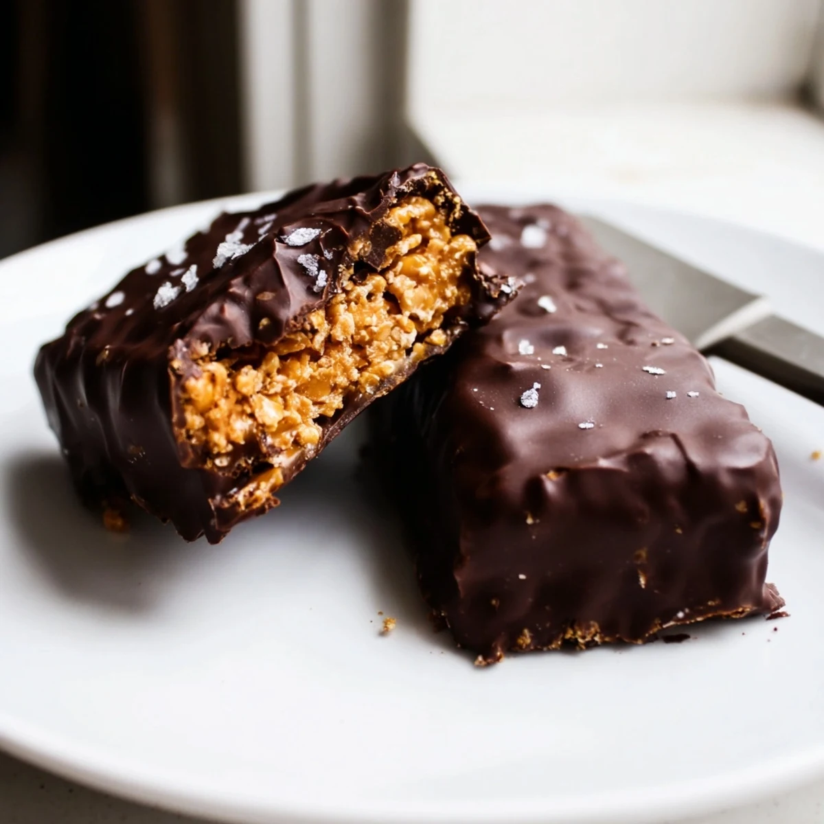 Crunchy peanut butter Healthy Homemade Butterfingers drizzled with rich melted dark chocolate coating