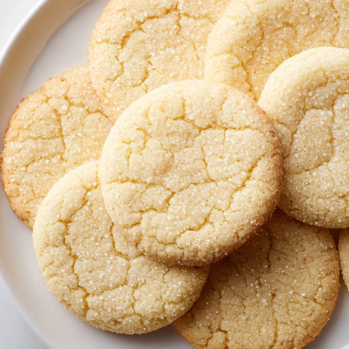 Warm vanilla sugar cookies with sparkly crystallized tops fresh from the oven